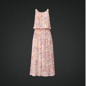 Women's Medium Sleeveless Printed Overlay Long Maxi Dress